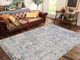 handmade Transitional Abstract Gray Blue Machine Made RECTANGLE POLYESTER area rug 9x12